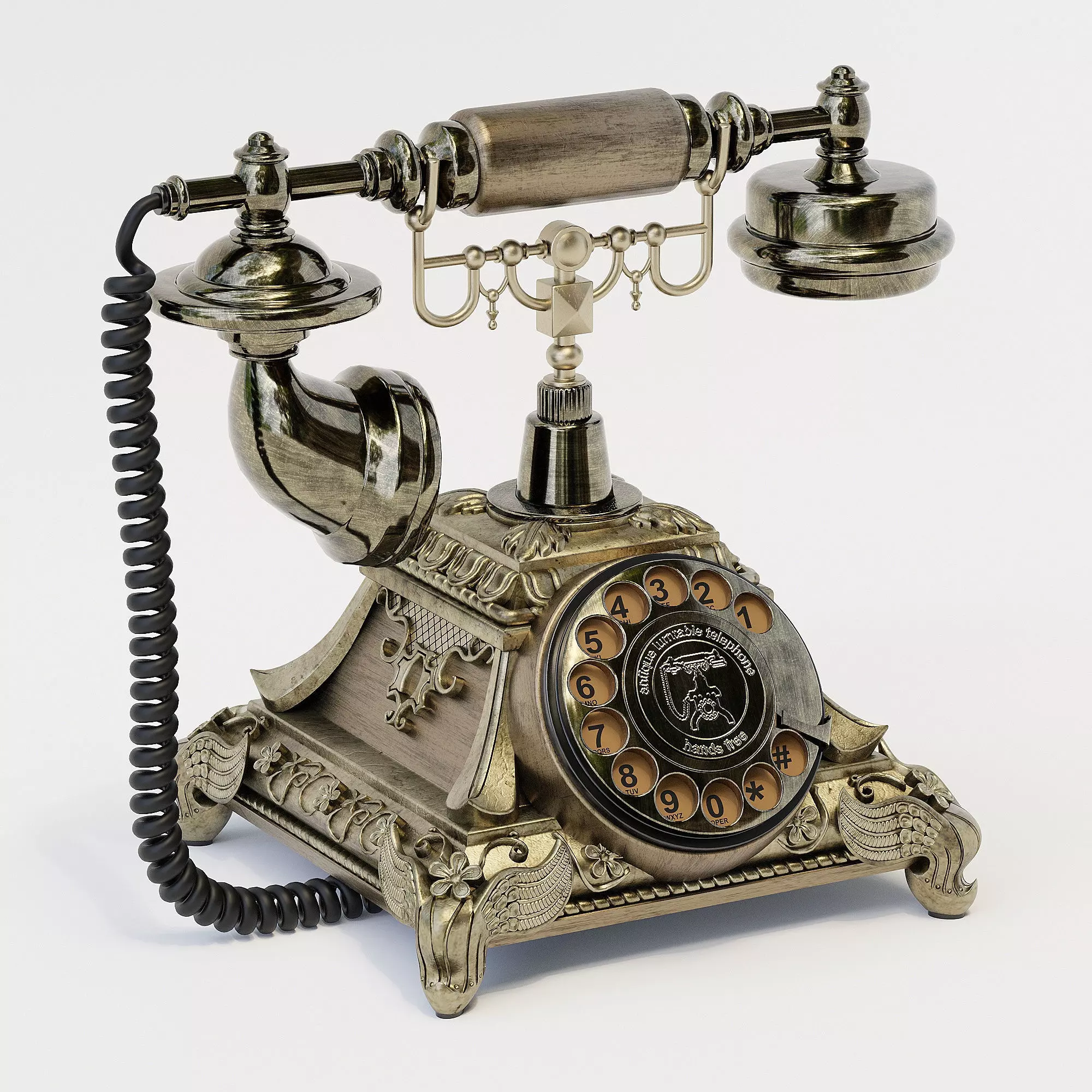 Retro Rotary Phone 3D model_0