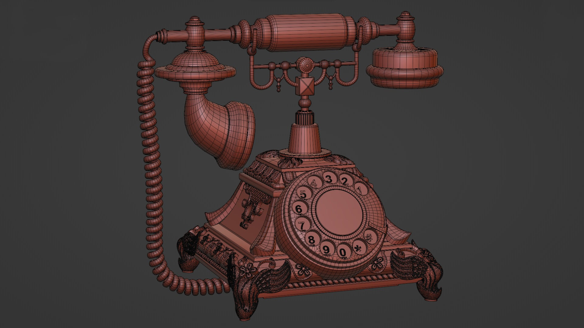 Retro Rotary Phone 3D model_8