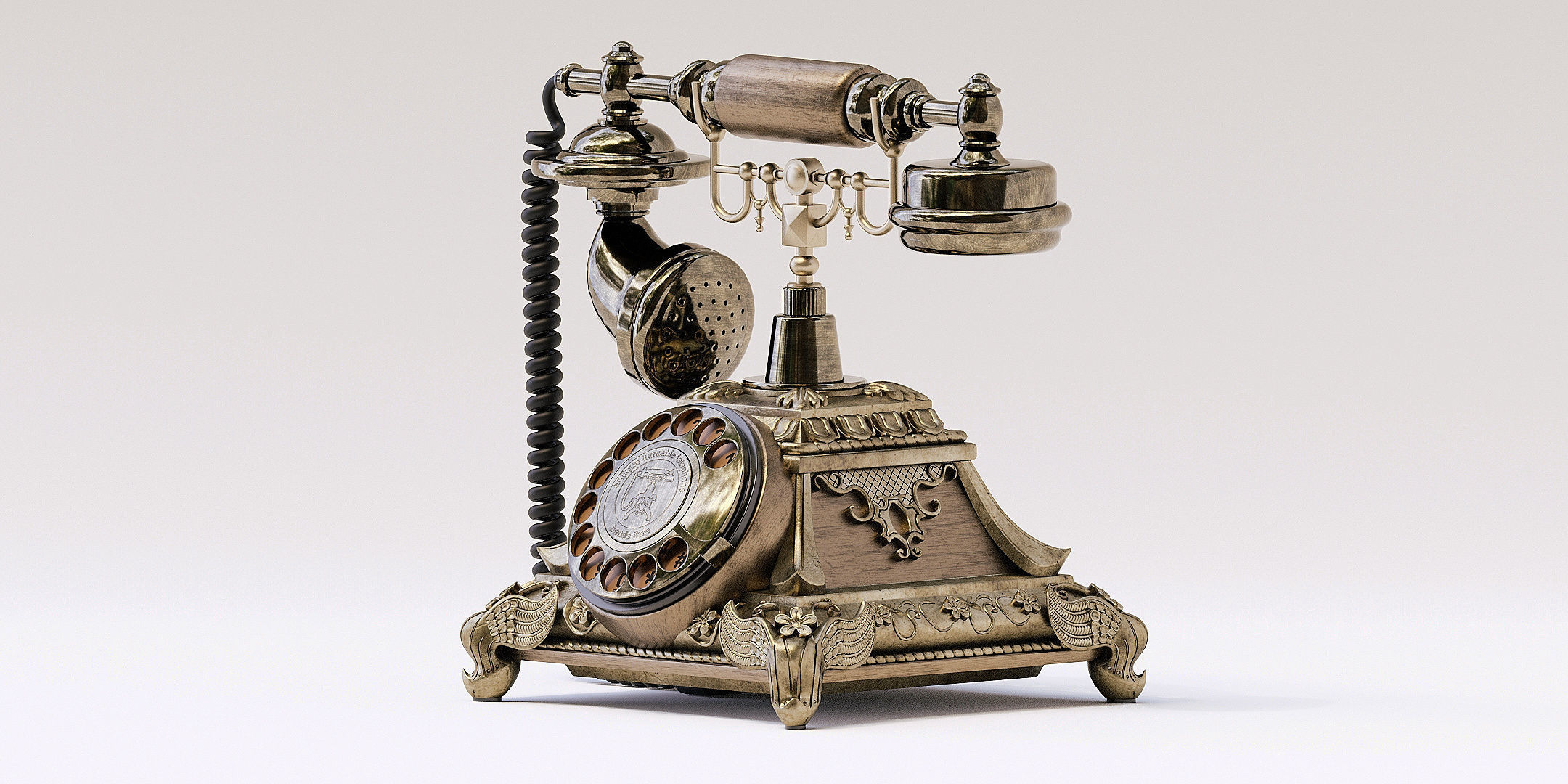 Retro Rotary Phone 3D model_2