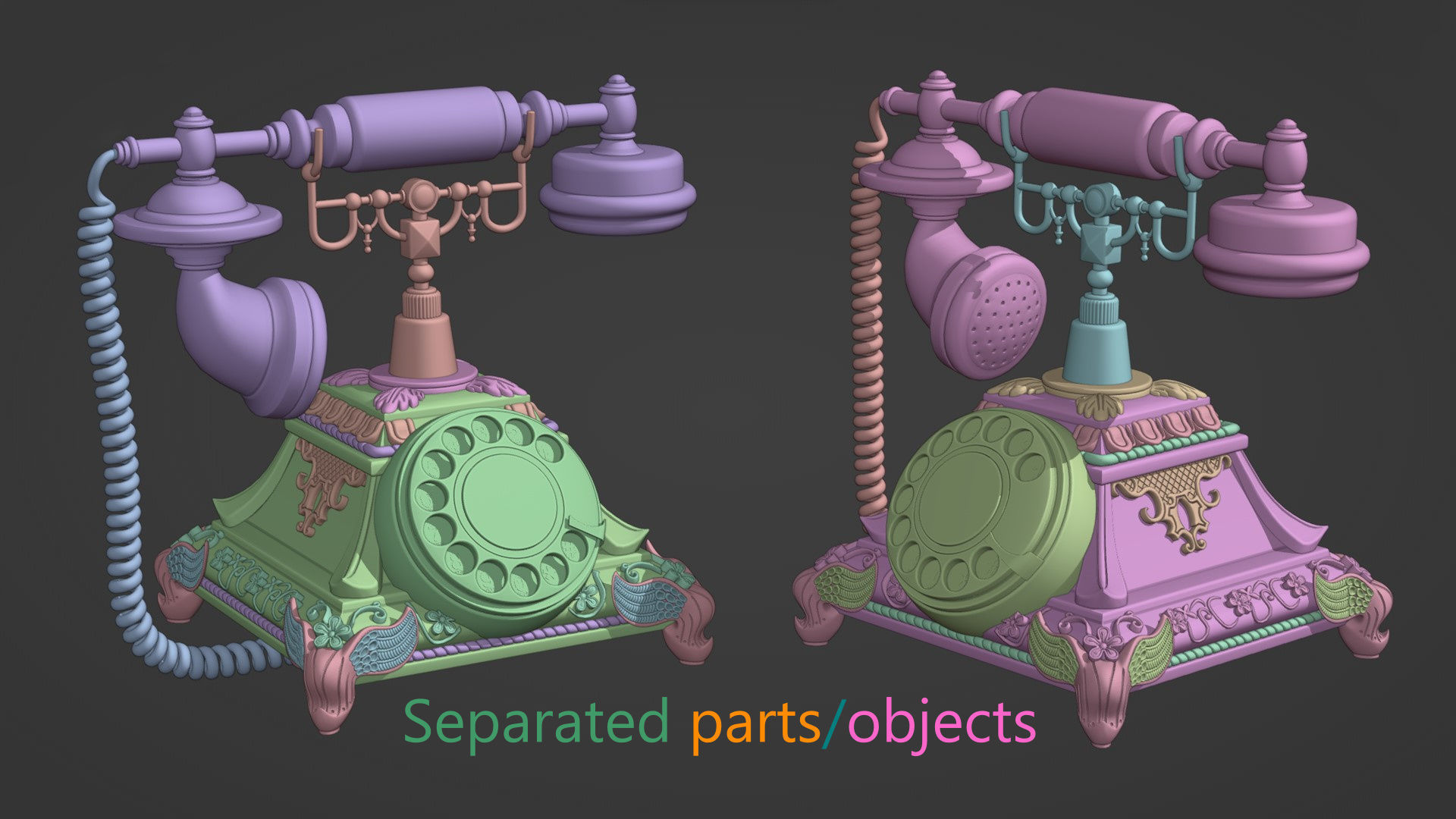 Retro Rotary Phone 3D model_10