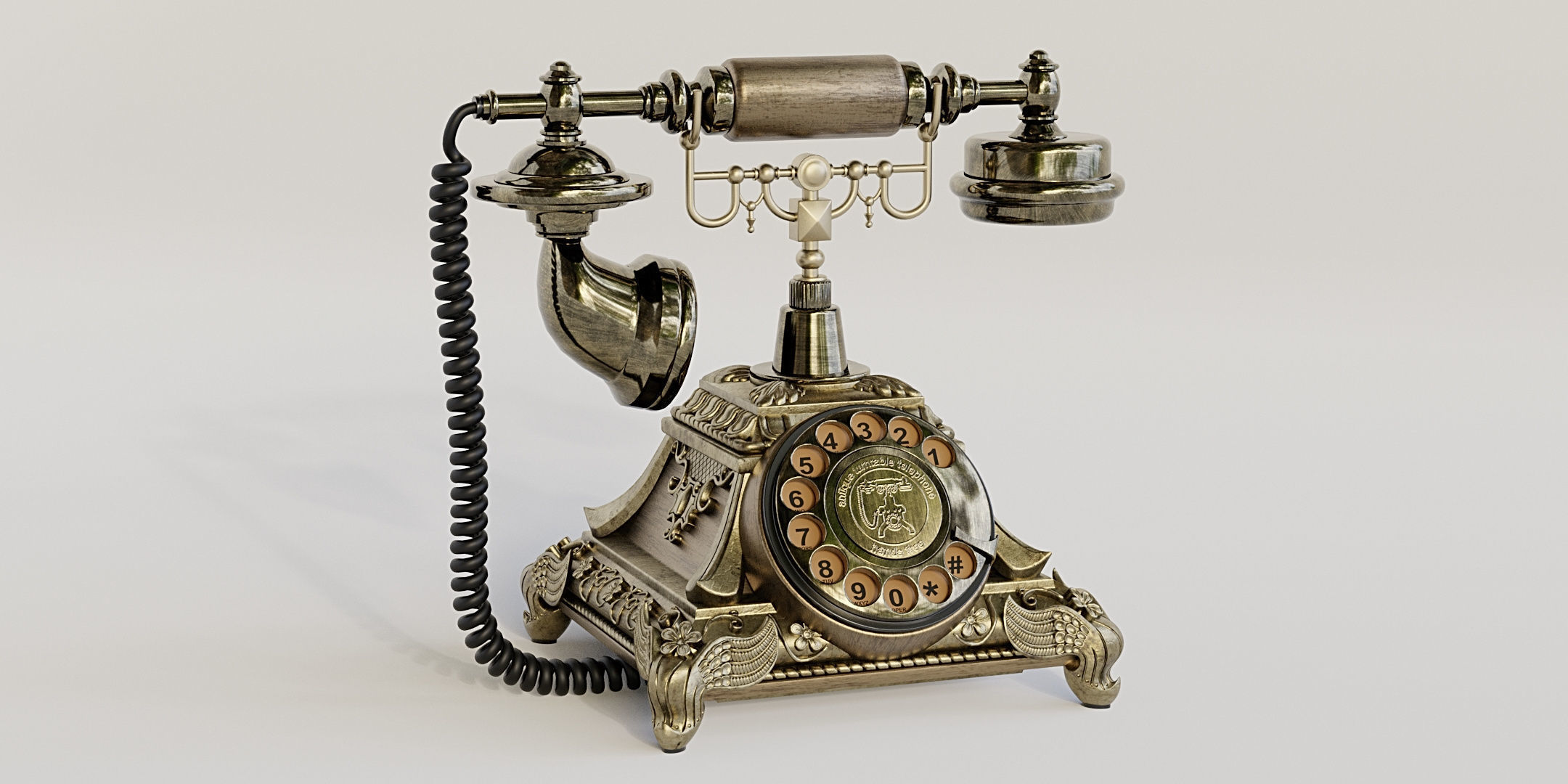 Retro Rotary Phone 3D model_6