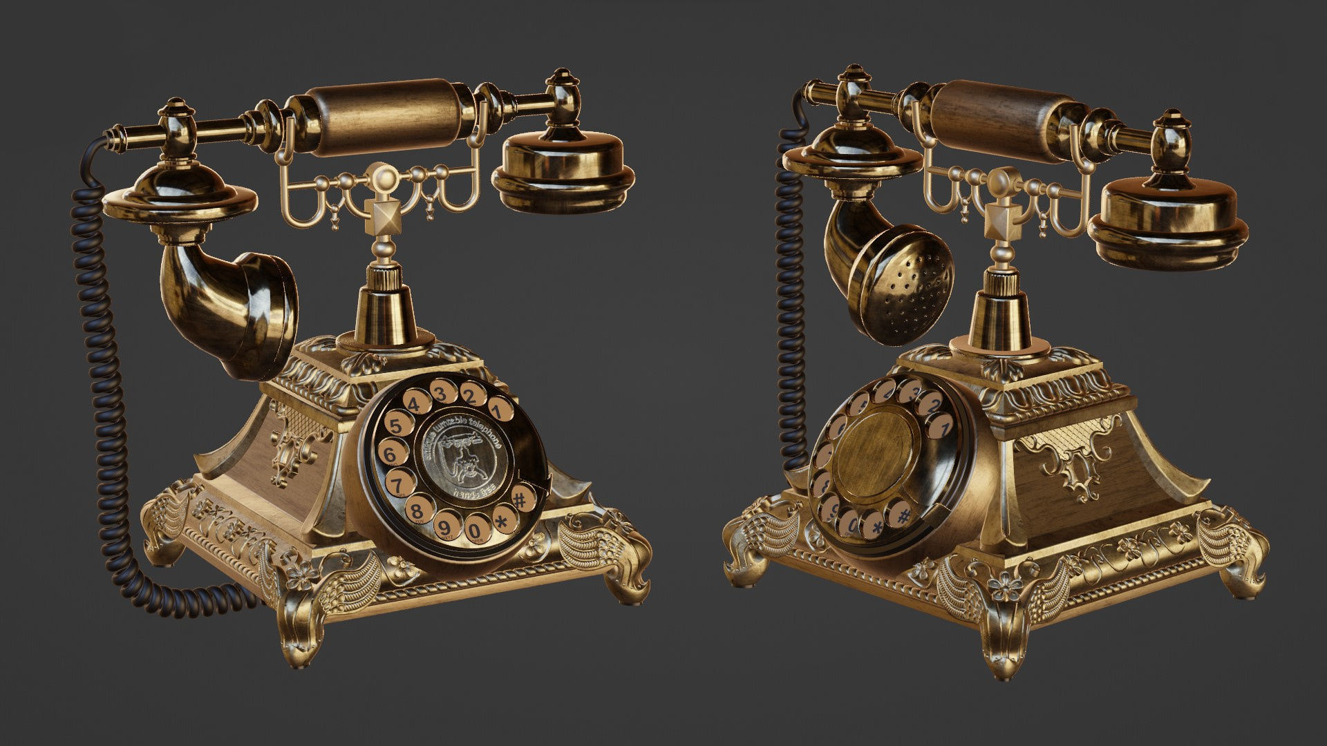 Retro Rotary Phone 3D model_9