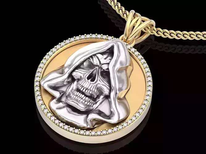 Skull pendant  gold  jewelry printable 3D model