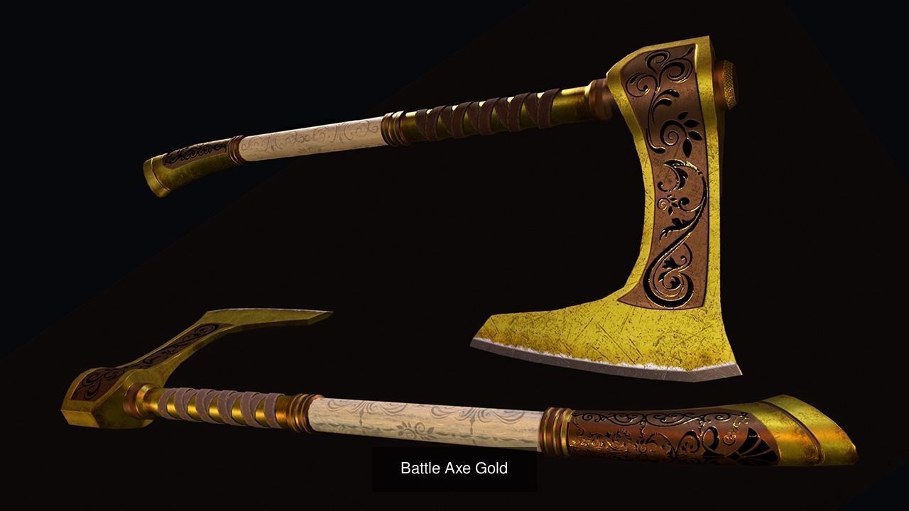 Golden Weapon Pack 3D Model Collection_10