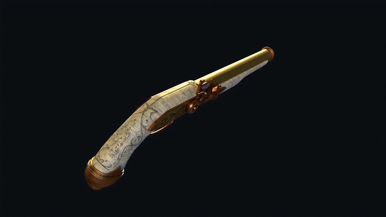 Golden Weapon Pack 3D Model Collection_9