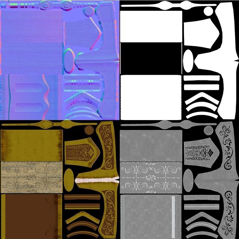 Golden Weapon Pack 3D Model Collection_15