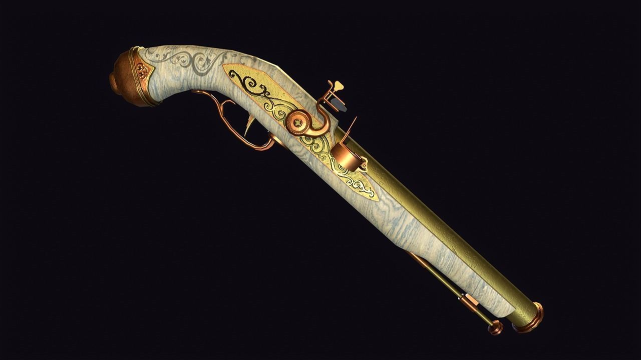 Golden Weapon Pack 3D Model Collection_8