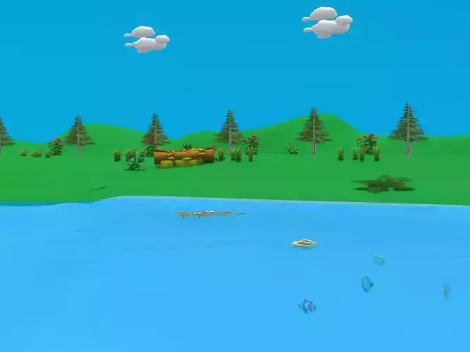 Low Poly Cartoon Nature Low-poly 3D model