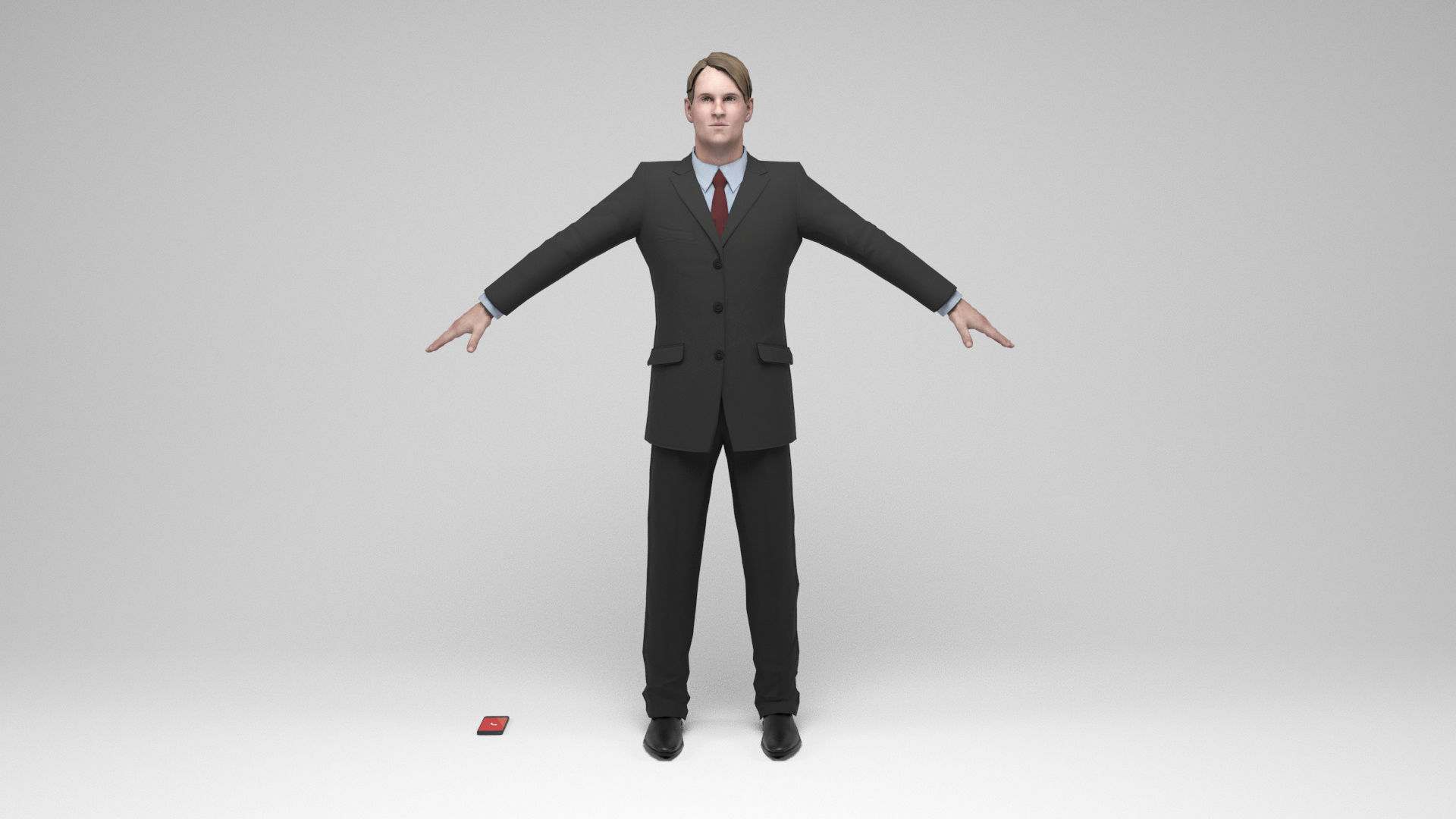 Businessman 2 man in suit talking on phone Low-poly 3D model_3