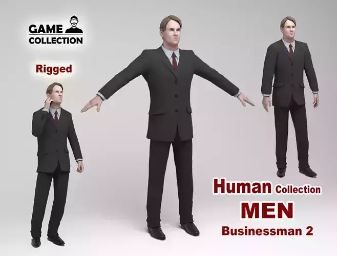 Businessman 2 man in suit talking on phone Low-poly 3D model