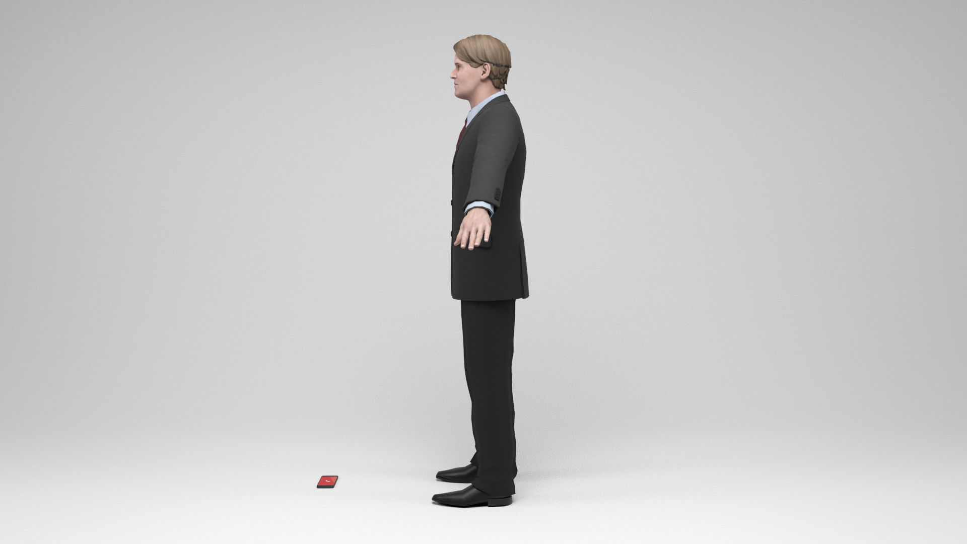 Businessman 2 man in suit talking on phone Low-poly 3D model_4