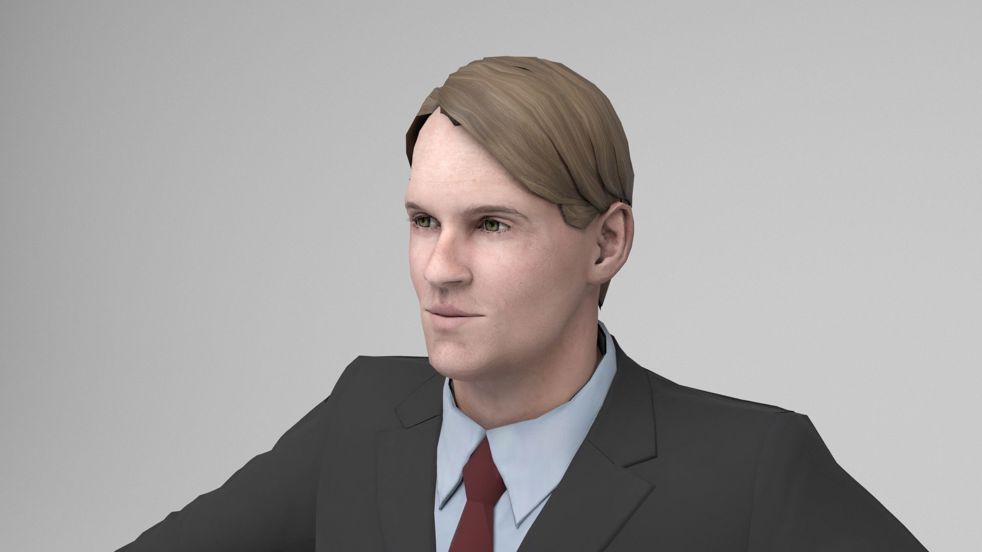 Businessman 2 man in suit talking on phone Low-poly 3D model_7