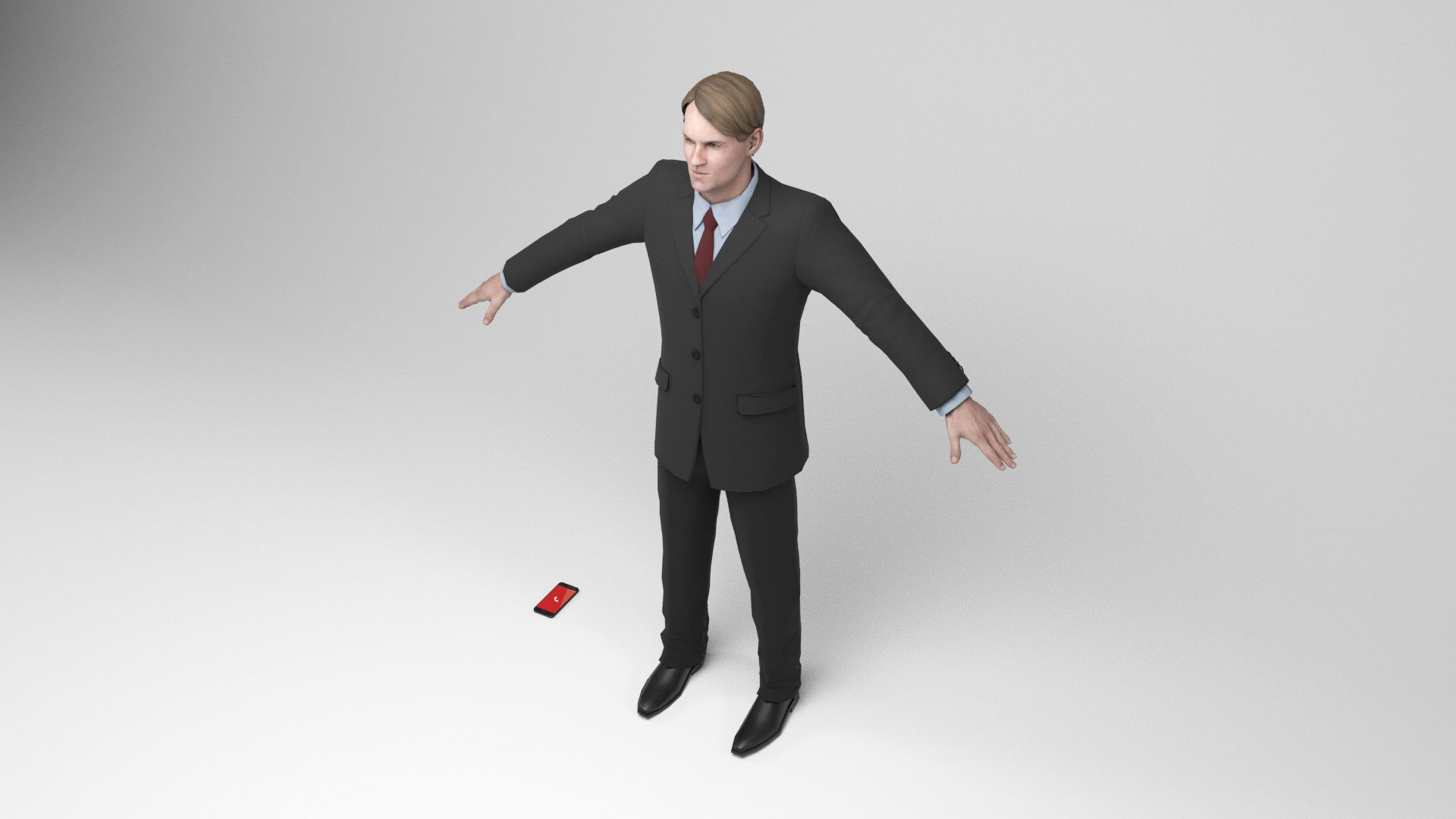 Businessman 2 man in suit talking on phone Low-poly 3D model_6