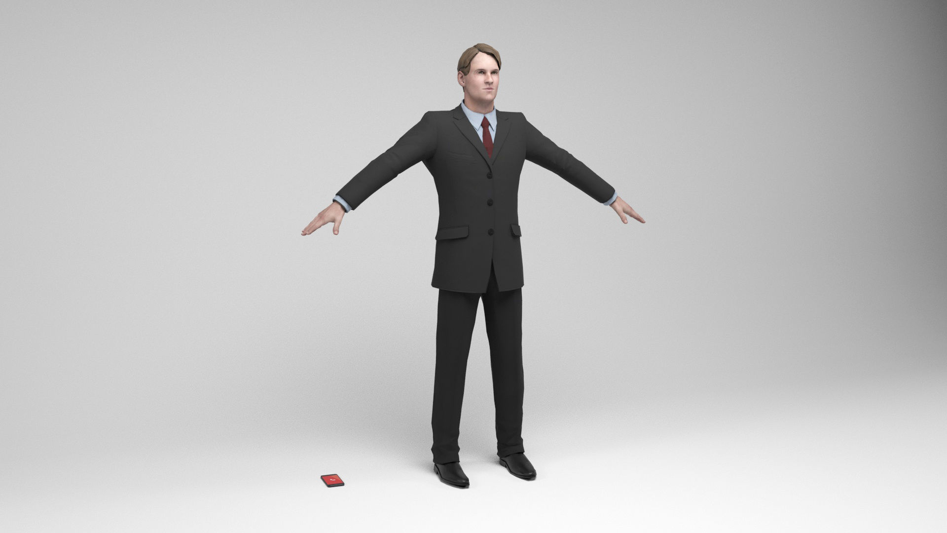 Businessman 2 man in suit talking on phone Low-poly 3D model_2
