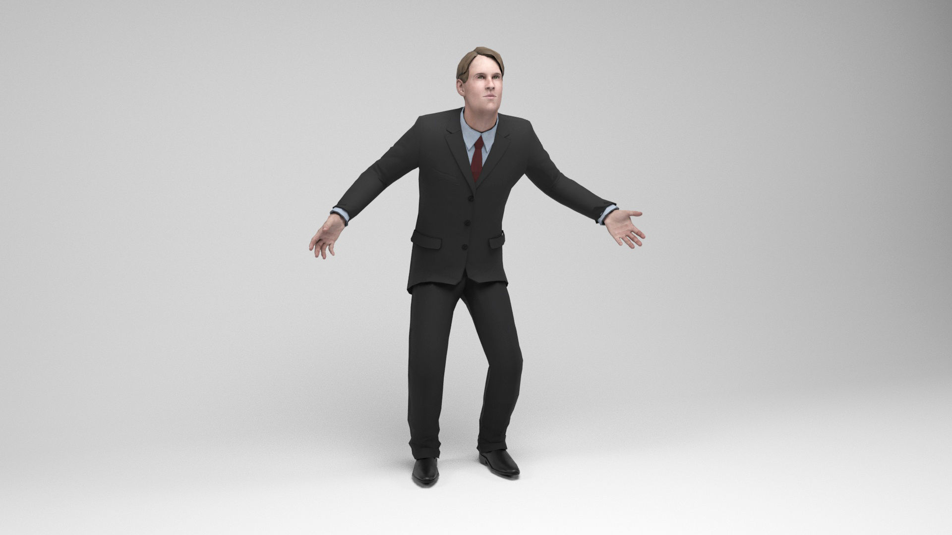 Businessman 2 man in suit talking on phone Low-poly 3D model_10