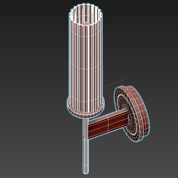 bulrush wall sconce with clear glass tube 3D model_3