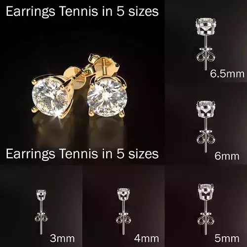 Tennis Earrings 5 Sizes 3D print model
