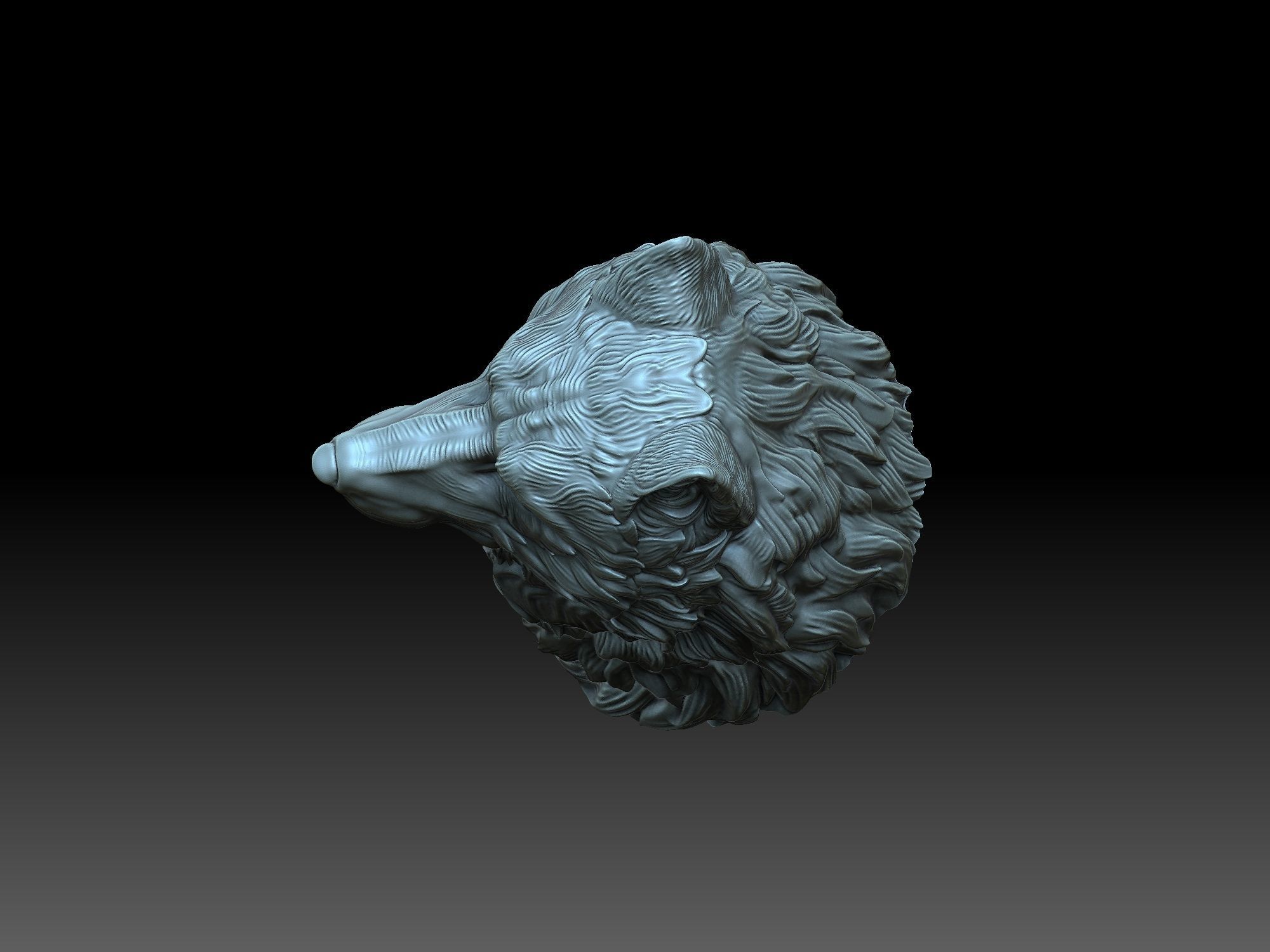 Head wolf 3D print model_5