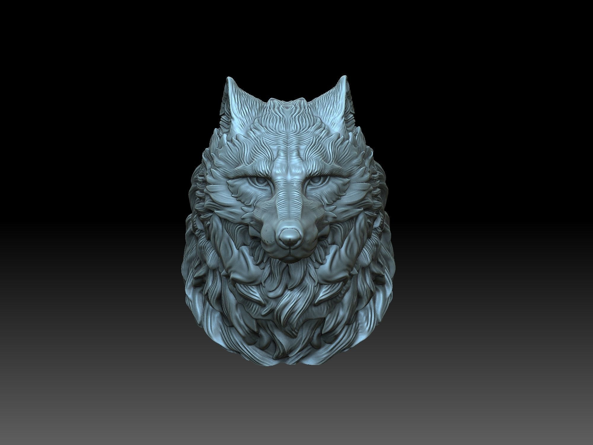 Head wolf 3D print model_2