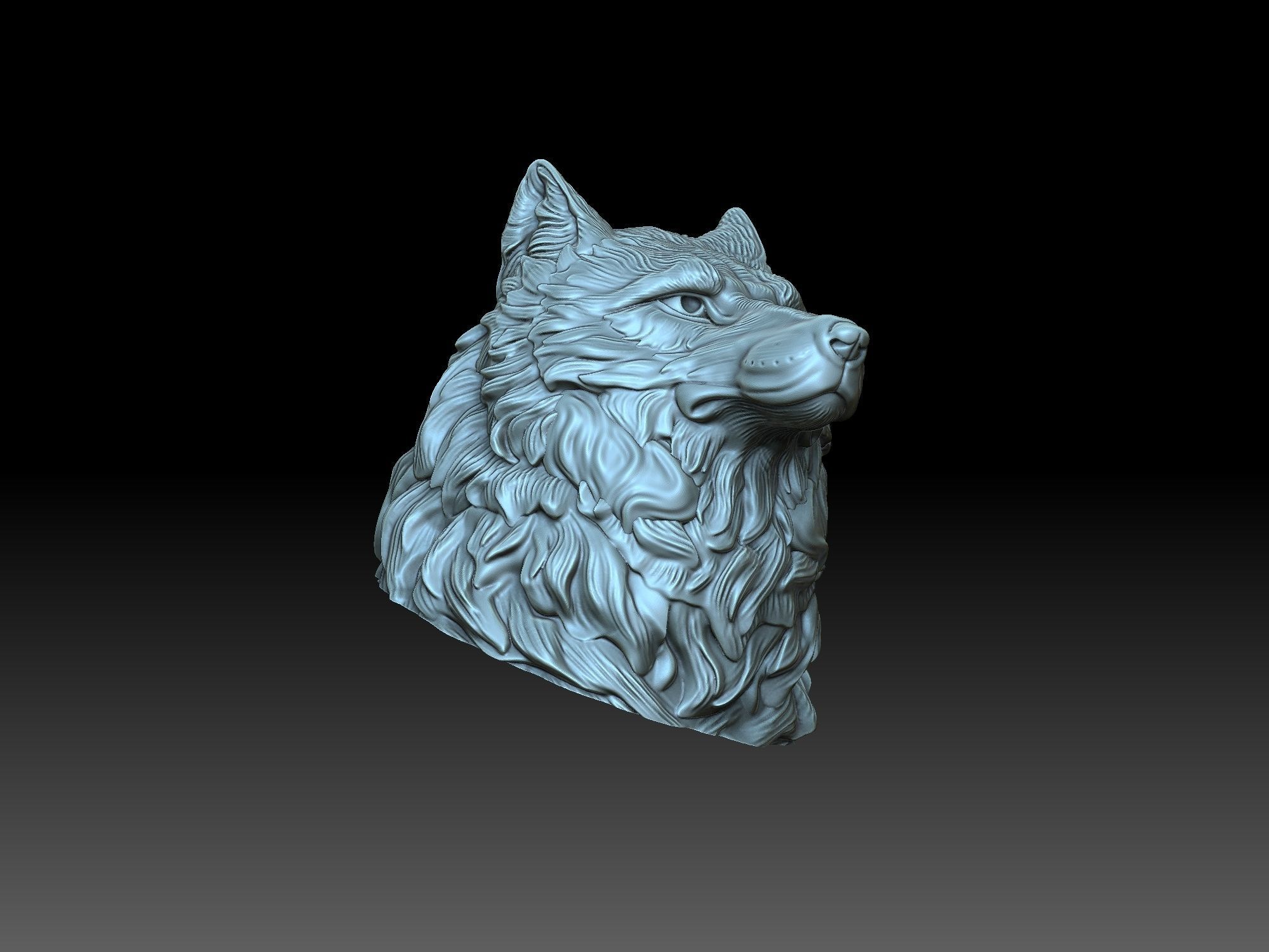 Head wolf 3D print model_3