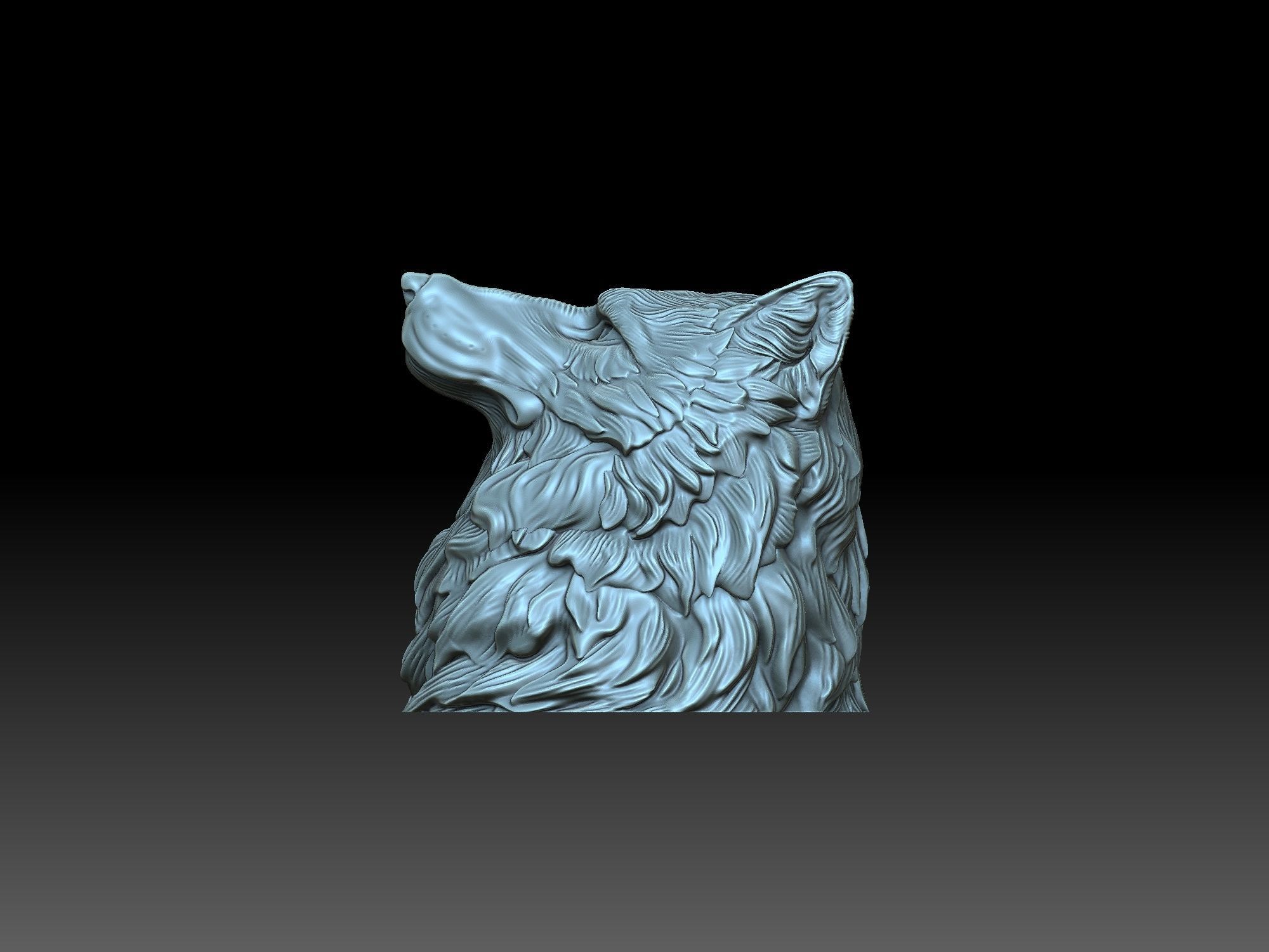 Head wolf 3D print model_1