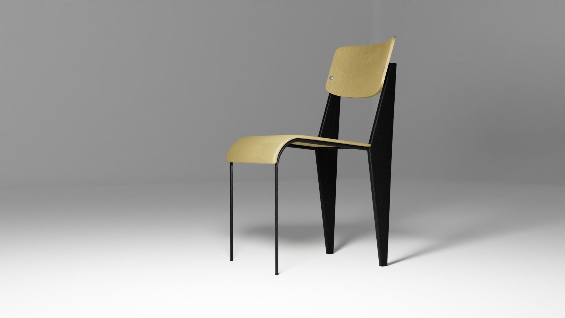 1950 Chair Low-poly 3D model_1