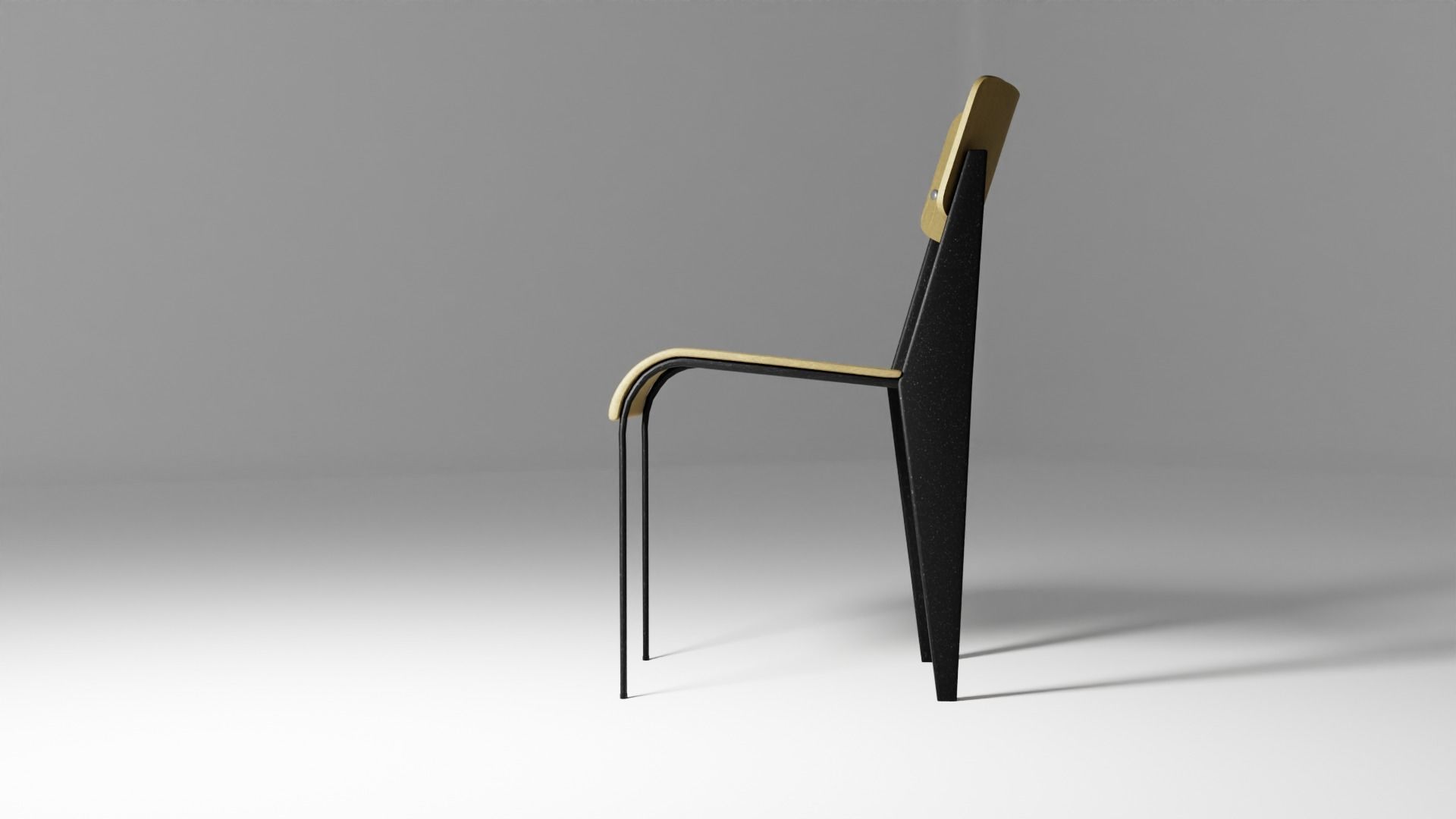 1950 Chair Low-poly 3D model_2