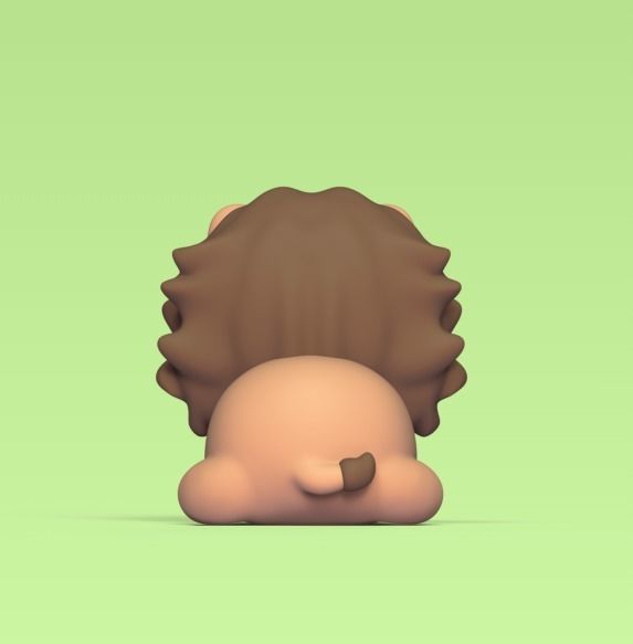 Cute Lying Lion 3D print model_3