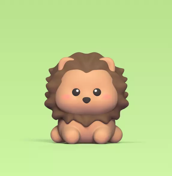 Cute Lying Lion 3D print model_0