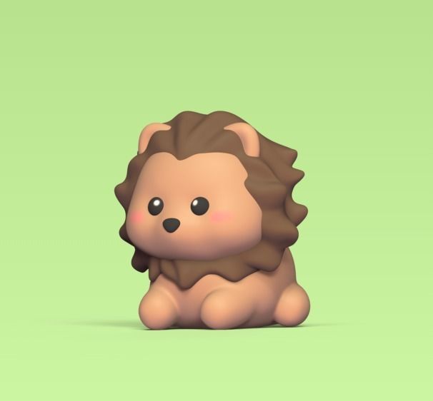 Cute Lying Lion 3D print model_1