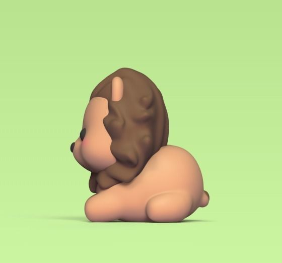 Cute Lying Lion 3D print model_2