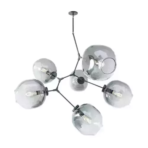 Chandelier branching bubble 6 lamps black