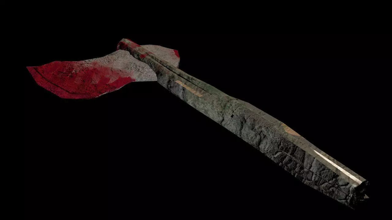 Axe for Battle Low-poly 3D model_0