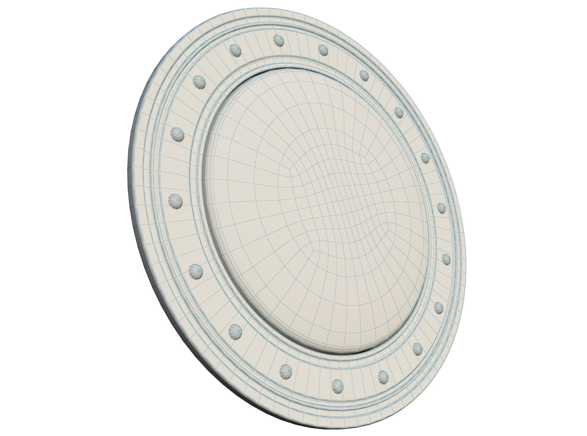 Wooden shield Low-poly 3D model_3