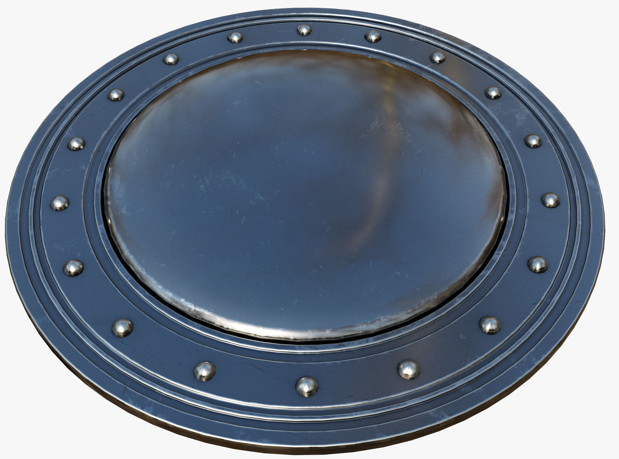 Wooden shield Low-poly 3D model_1