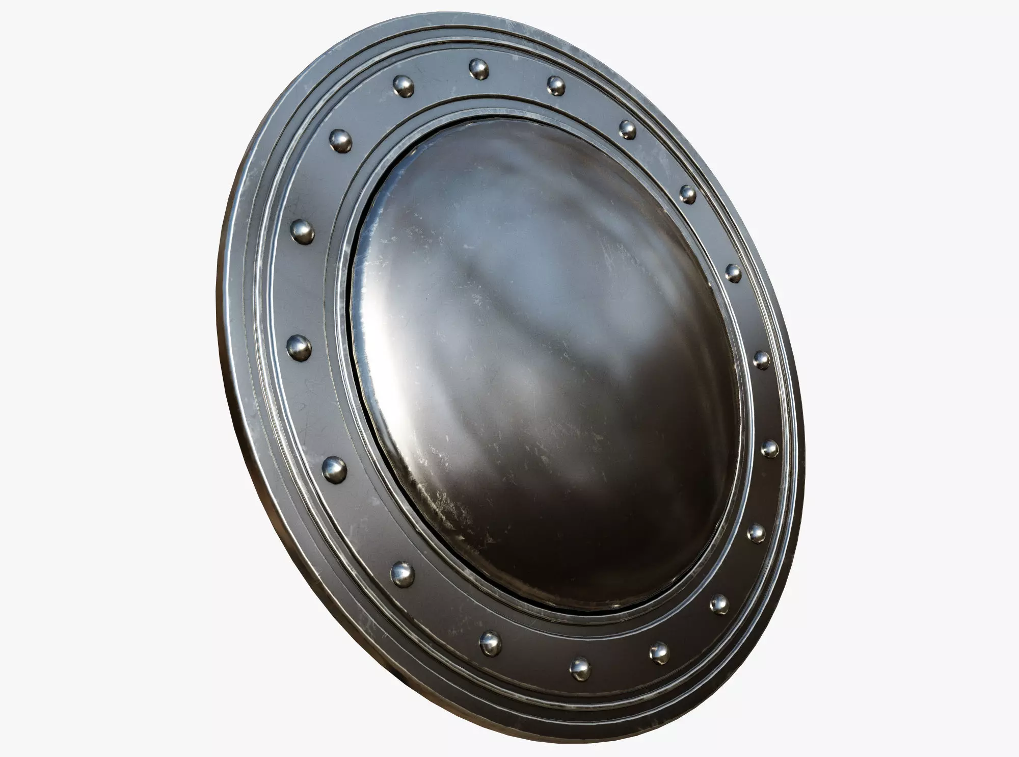 Wooden shield Low-poly 3D model_0