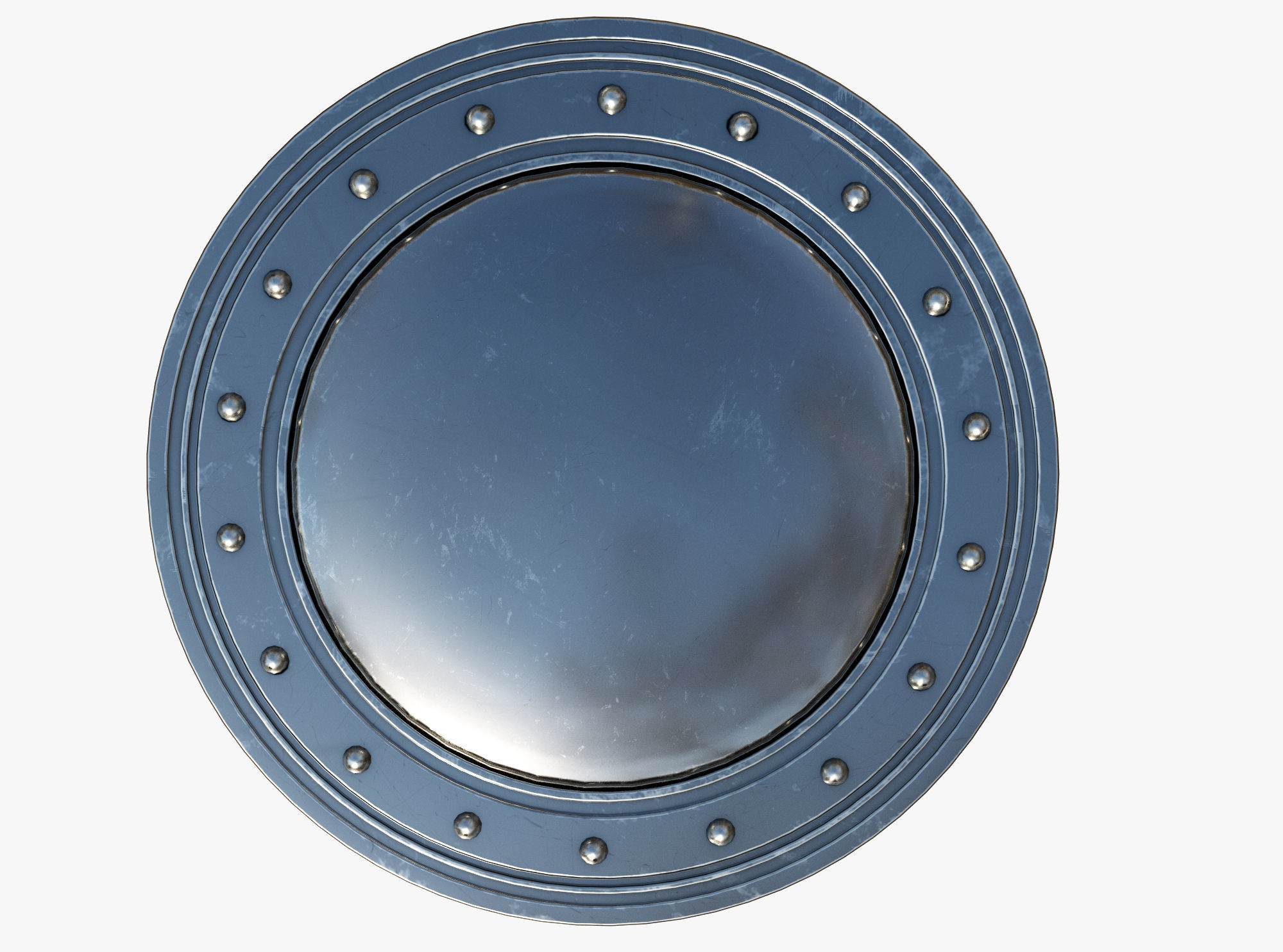 Wooden shield Low-poly 3D model_2