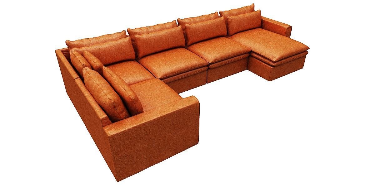 L type Sofa with Right side chaise lounge Low-poly 3D model_1