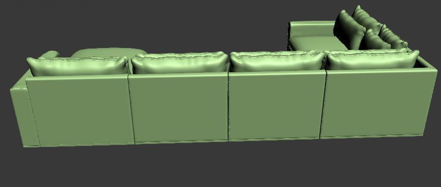 L type Sofa with Right side chaise lounge Low-poly 3D model_11