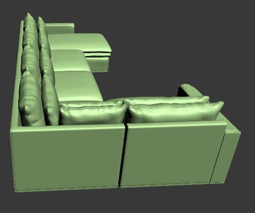 L type Sofa with Right side chaise lounge Low-poly 3D model_9