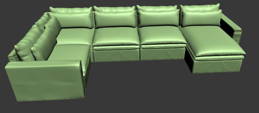 L type Sofa with Right side chaise lounge Low-poly 3D model_6