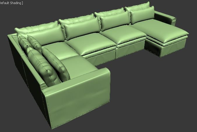 L type Sofa with Right side chaise lounge Low-poly 3D model_7