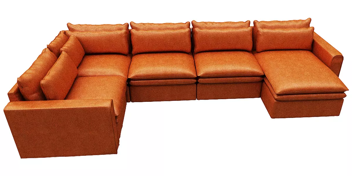 L type Sofa with Right side chaise lounge Low-poly 3D model_0