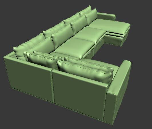 L type Sofa with Right side chaise lounge Low-poly 3D model_8