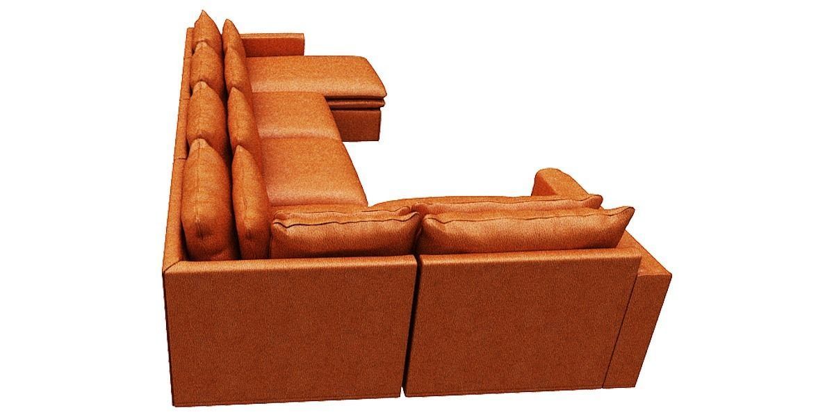 L type Sofa with Right side chaise lounge Low-poly 3D model_3