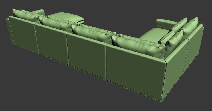 L type Sofa with Right side chaise lounge Low-poly 3D model_10