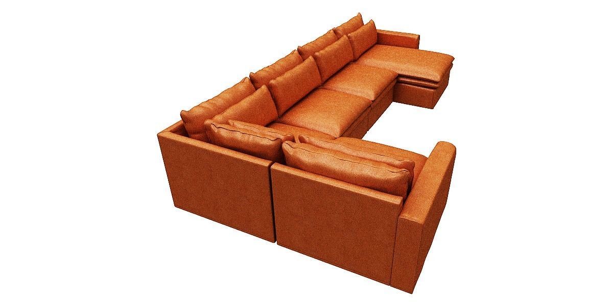 L type Sofa with Right side chaise lounge Low-poly 3D model_2