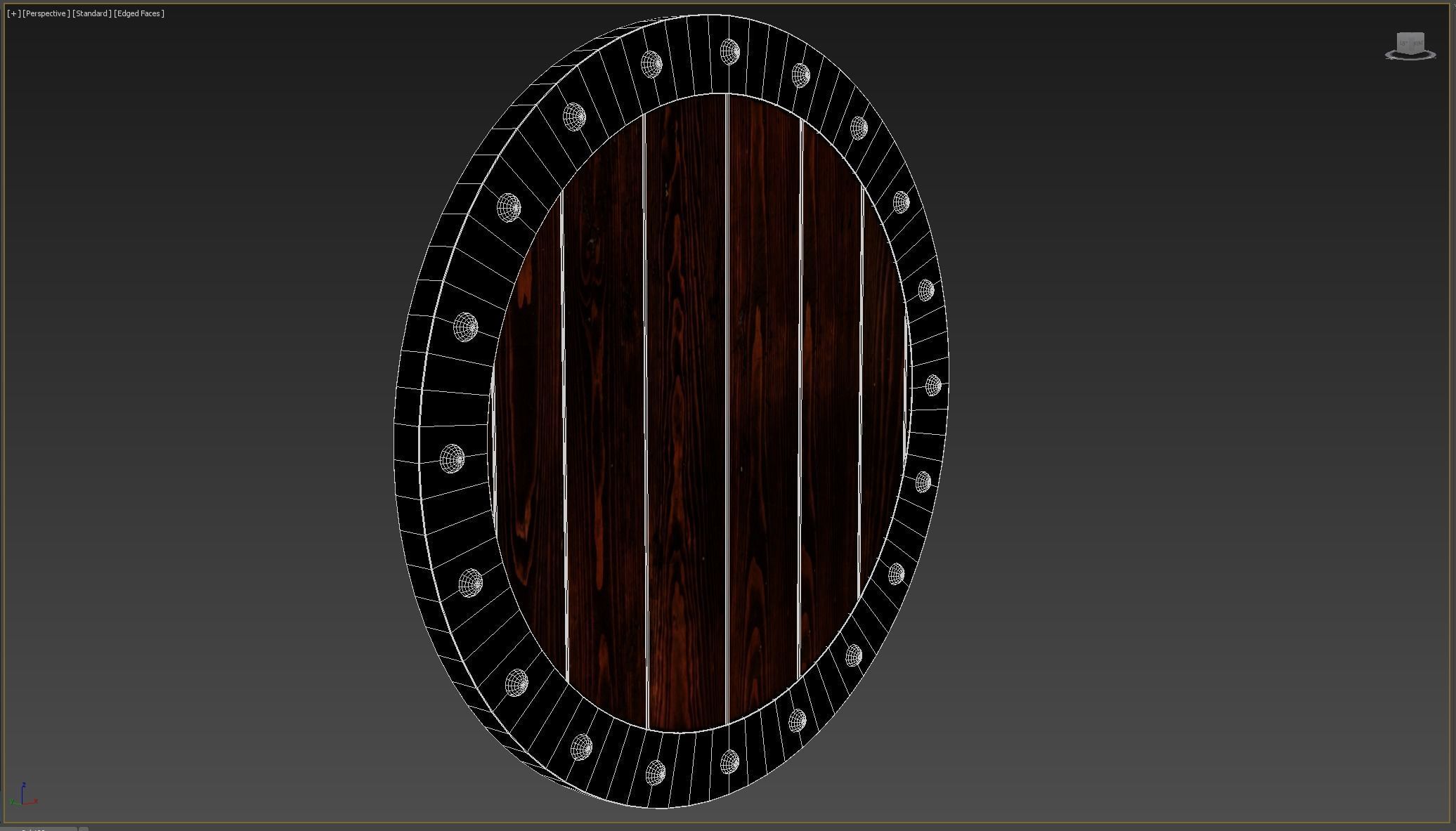 Wooden shield Low-poly 3D model_6