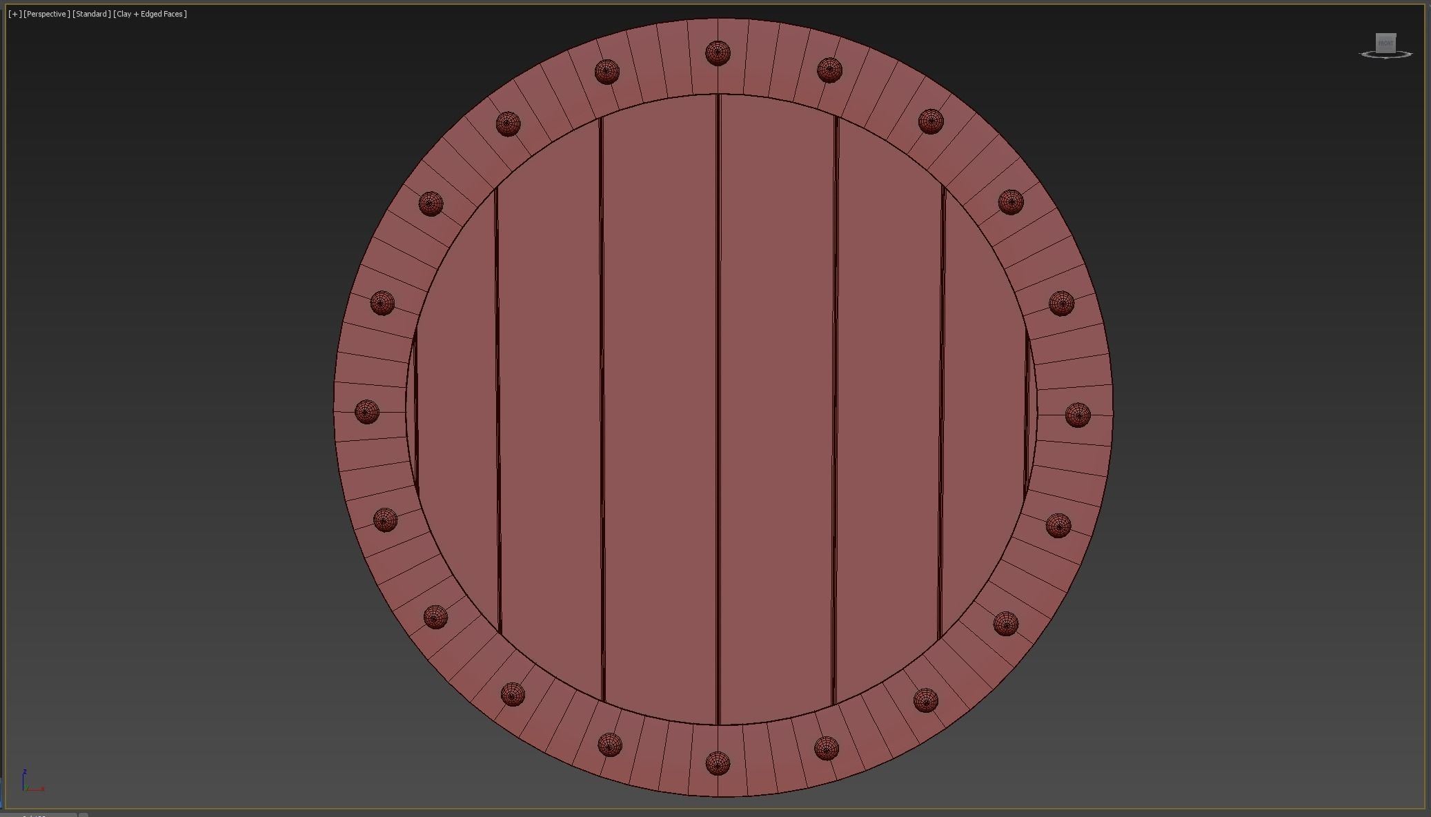 Wooden shield Low-poly 3D model_7