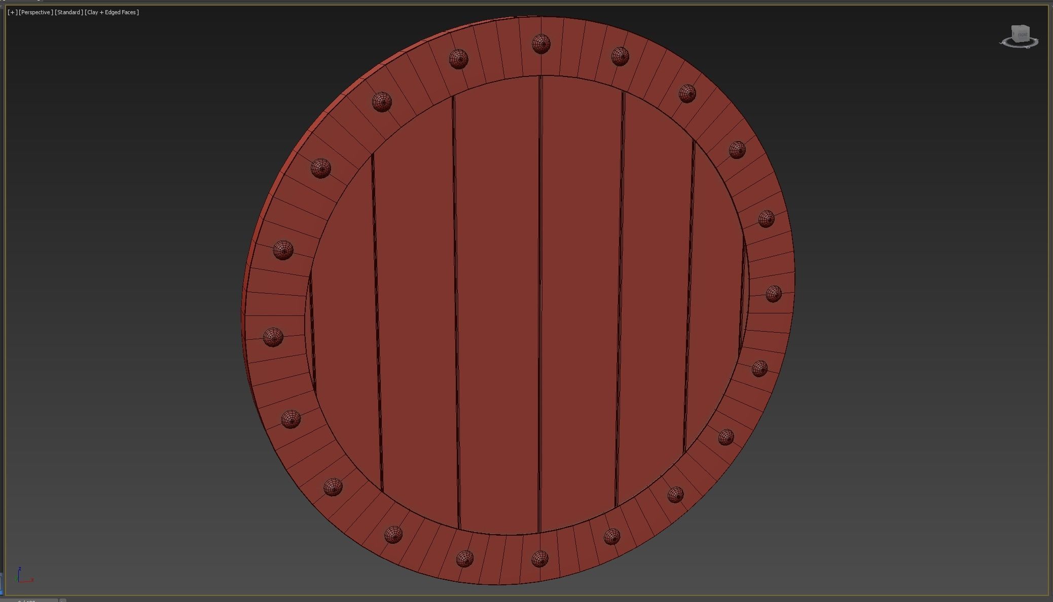Wooden shield Low-poly 3D model_9
